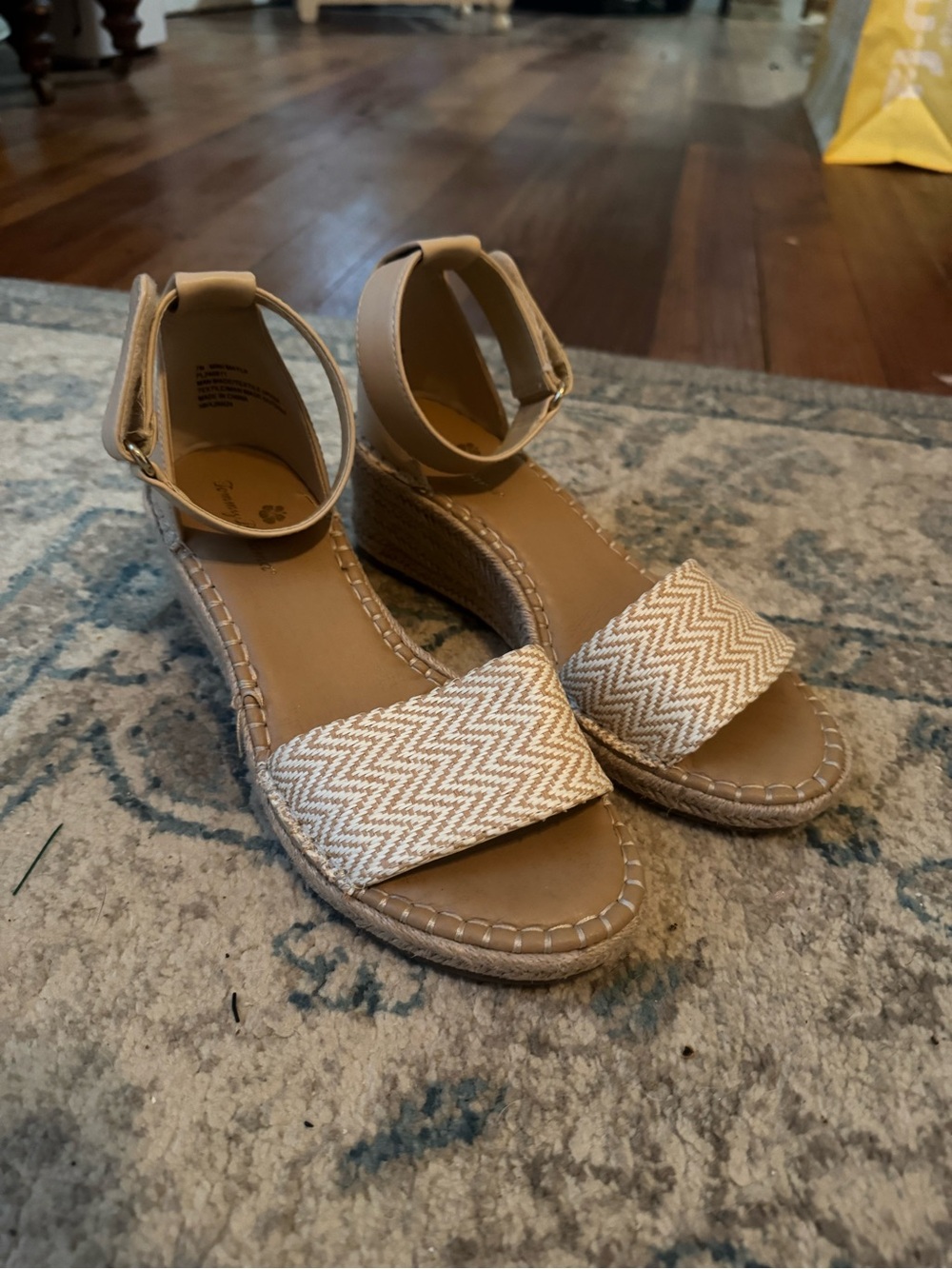 Tommy Bahama Tan and Cream Wedge Sandals